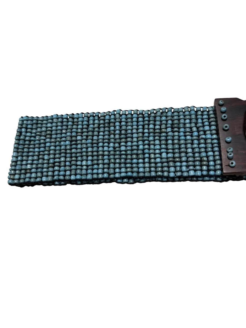 Southwest Turquoise BEADED Stretch BELT Wooden Buckle Size Large